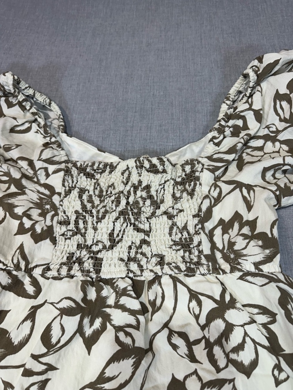 Sweet Wanderer White Midi Dress with Brown Floral Print - Picture 11 of 11